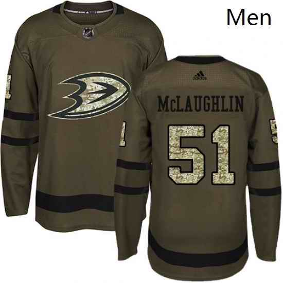 Mens Adidas Anaheim Ducks 51 Blake McLaughlin Authentic Green Salute to Service NHL Jersey